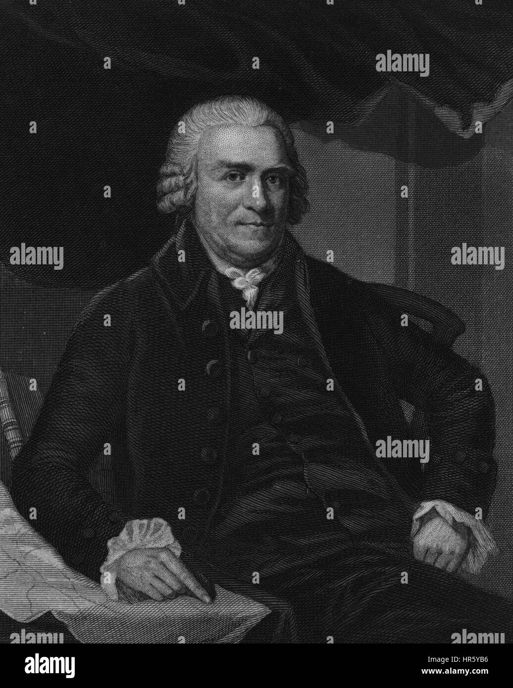 Portrait of Samuel Adams, political philosopher and founding father of the United States, by Henry Bryan Hall, 1770. From the New York Public Library. Stock Photo