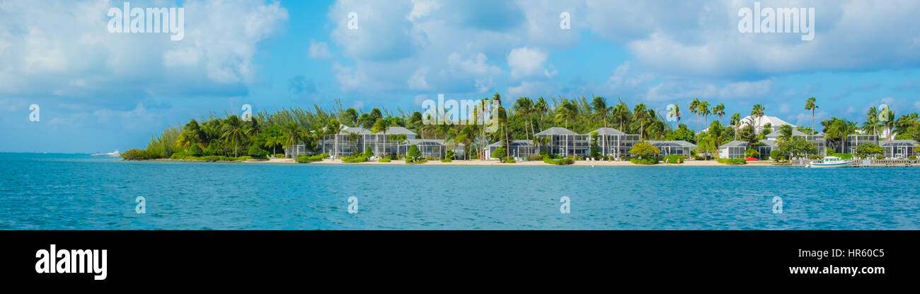 Panoramic of Kaibo Crescent in the Caribbean, Grand Cayman, Cayman Islands Stock Photo