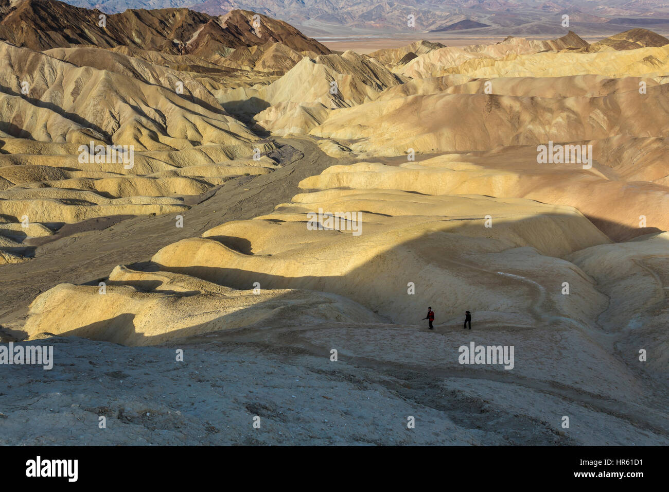 People, hikers, hiking, Zabriskie viewpoint, Zabriskie Point, Death Valley National Park, Death