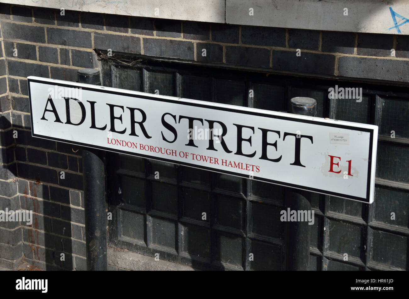 Alder Street E1 street sign, London, UK. Stock Photo