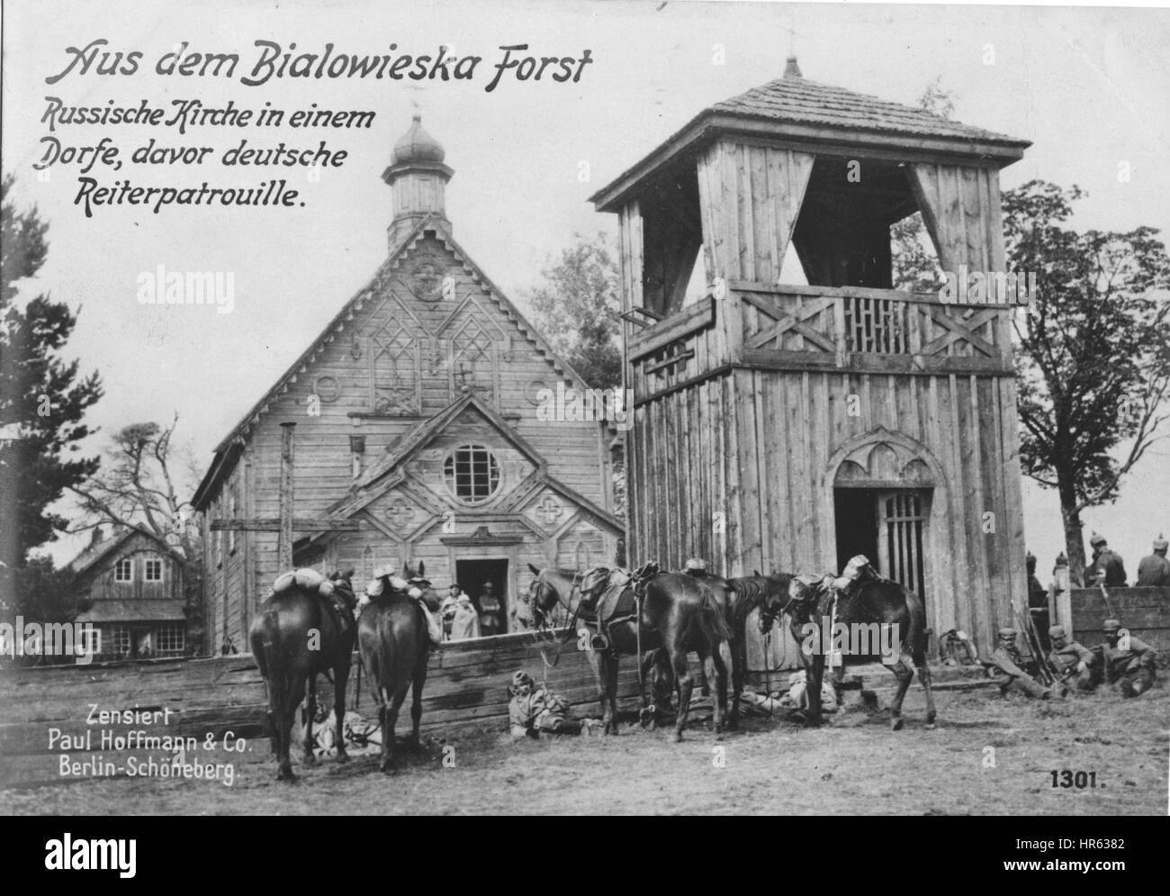 The Bialowieska church in a Russian forest, World War I, 1915. From the New York Public Library. Stock Photo