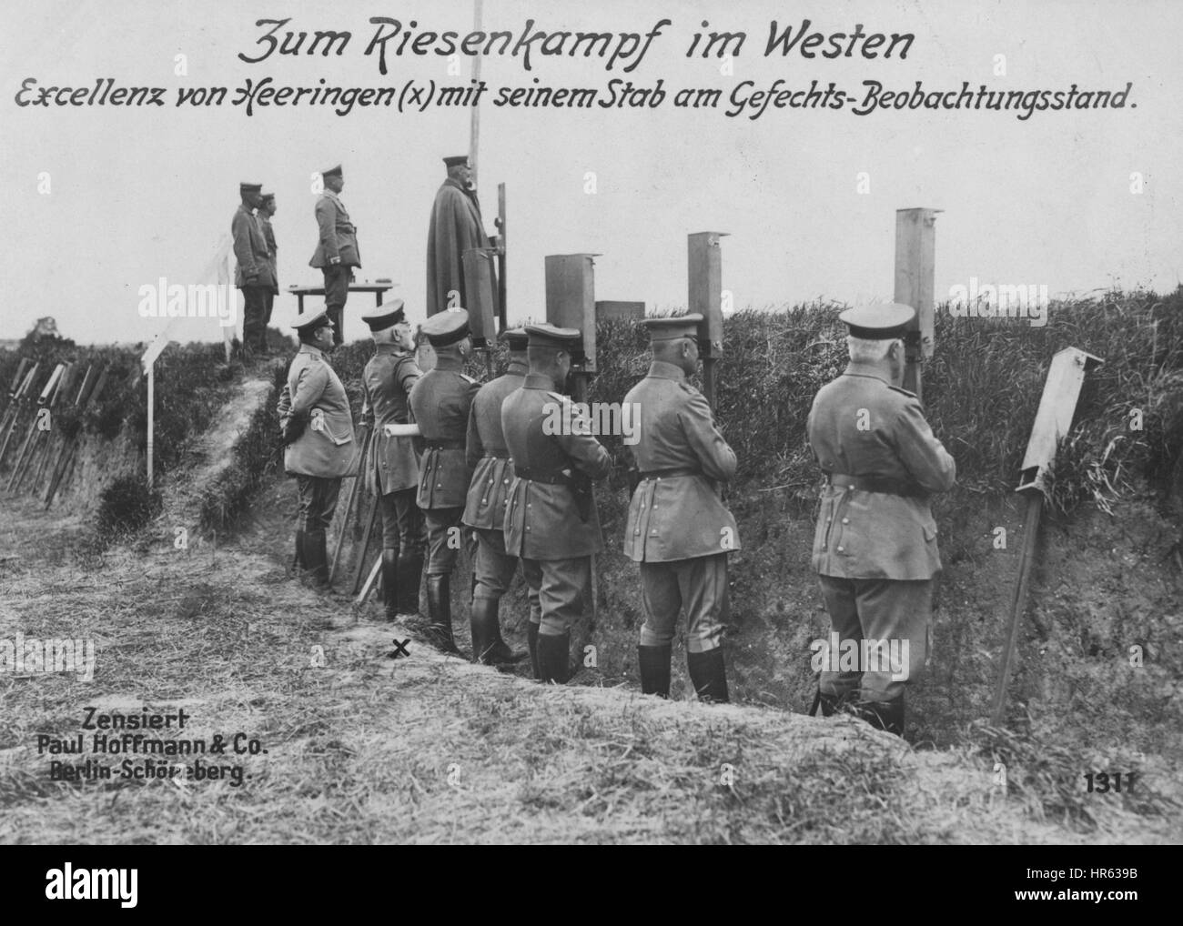 German general Josias von Heeringen and his army during World War I, 1914. From the New York Public Library. Stock Photo