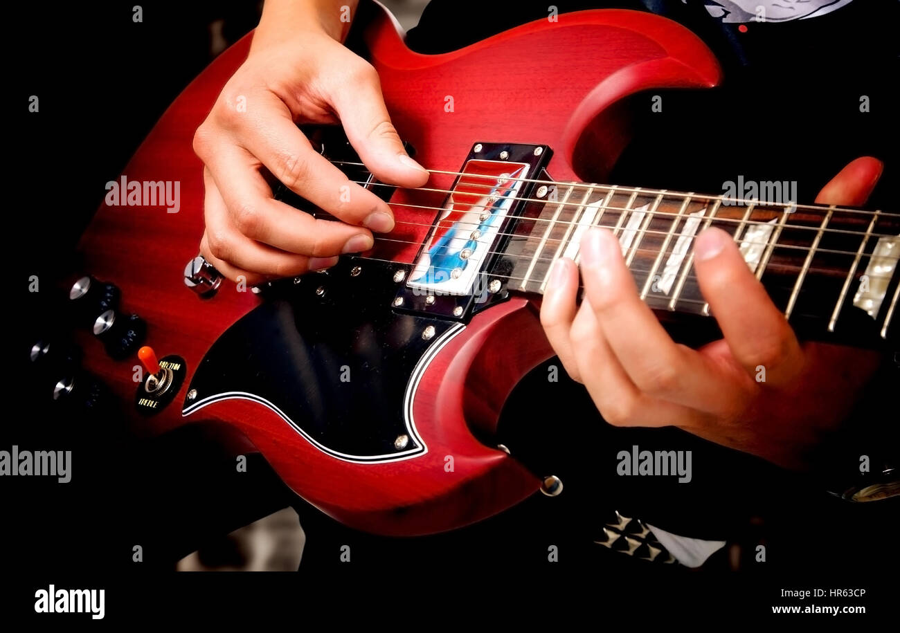 Electric Guitar Close Up With Fingers Playing It Stock Photo Alamy Electric Guitar Close Up With Fingers Playing It Stock Photo Alamy