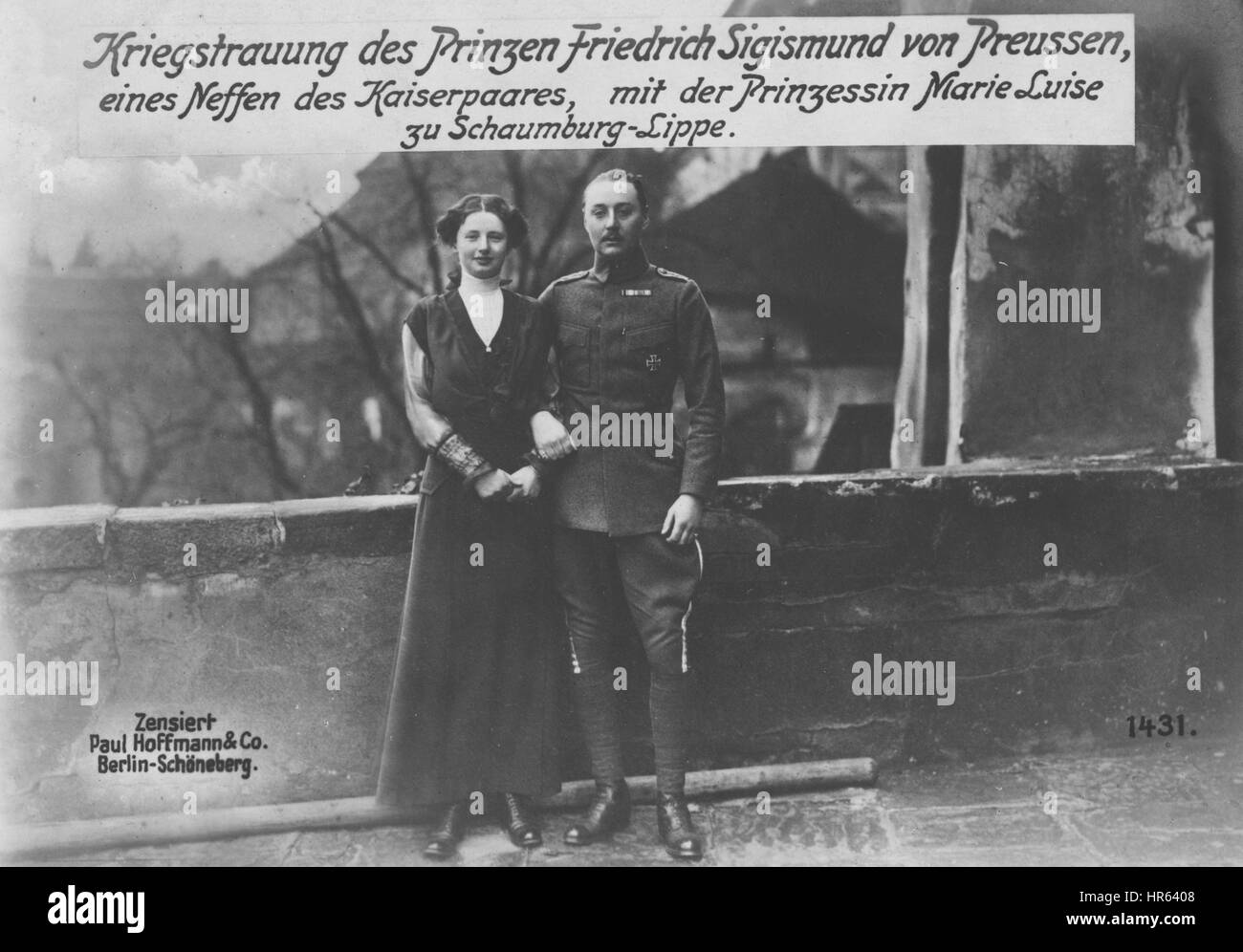 Prince Friedrich Sigismund of Prussia and Princess Marie-Luise of Schaumburg-Lippe, Germany, 1915. From the New York Public Library. Stock Photo