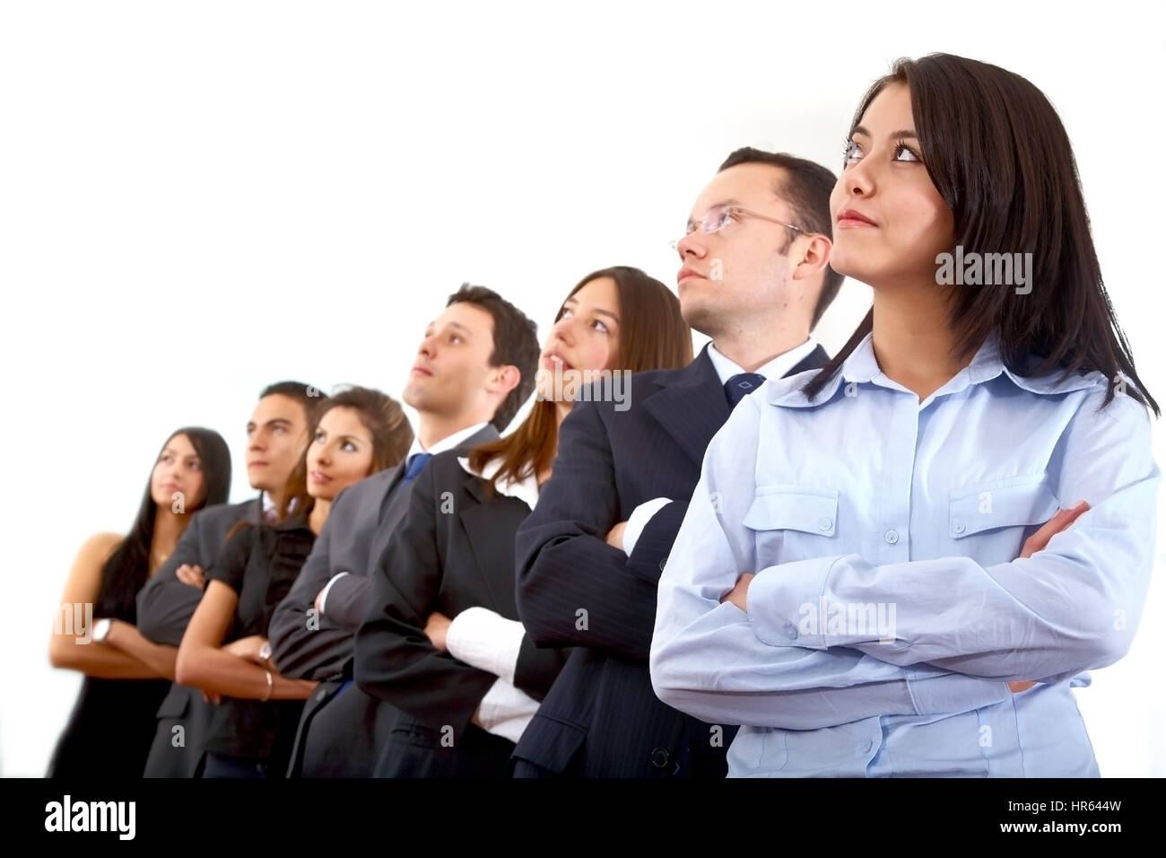 business woman smiling leading a team during an office meeting Stock ...
