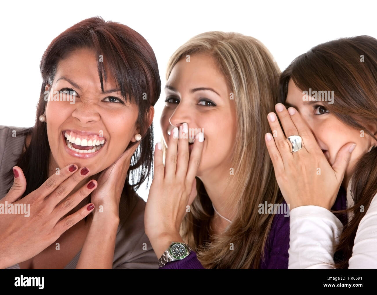 Group of girls gossiping isolated over a white background Stock Photo ...