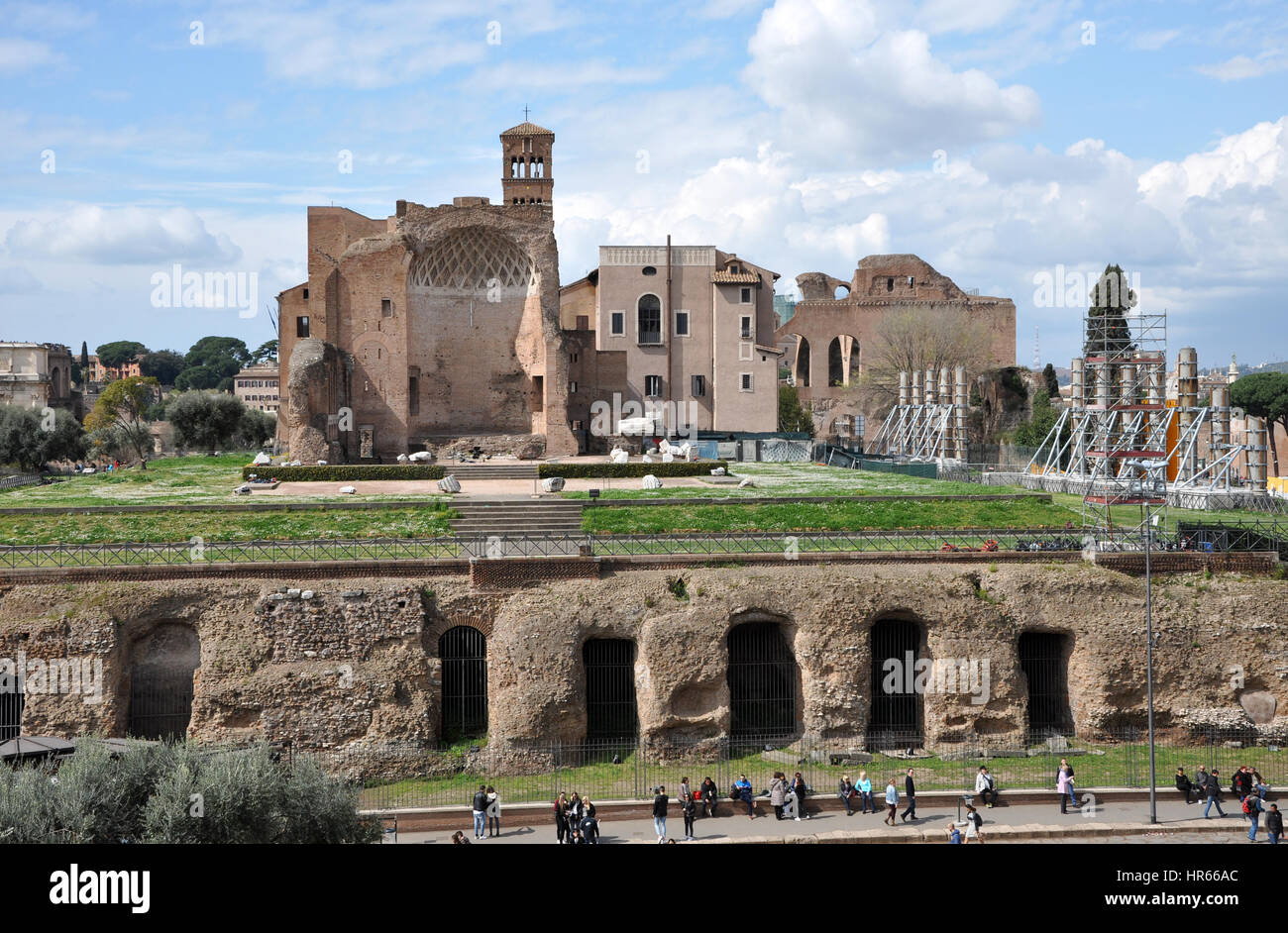 ROME, ITALY - MARCH 15, 2016: Tourists visiting the Domus Aurea, built by Emperor Nero in Rome, in the Roman Forum Stock Photo