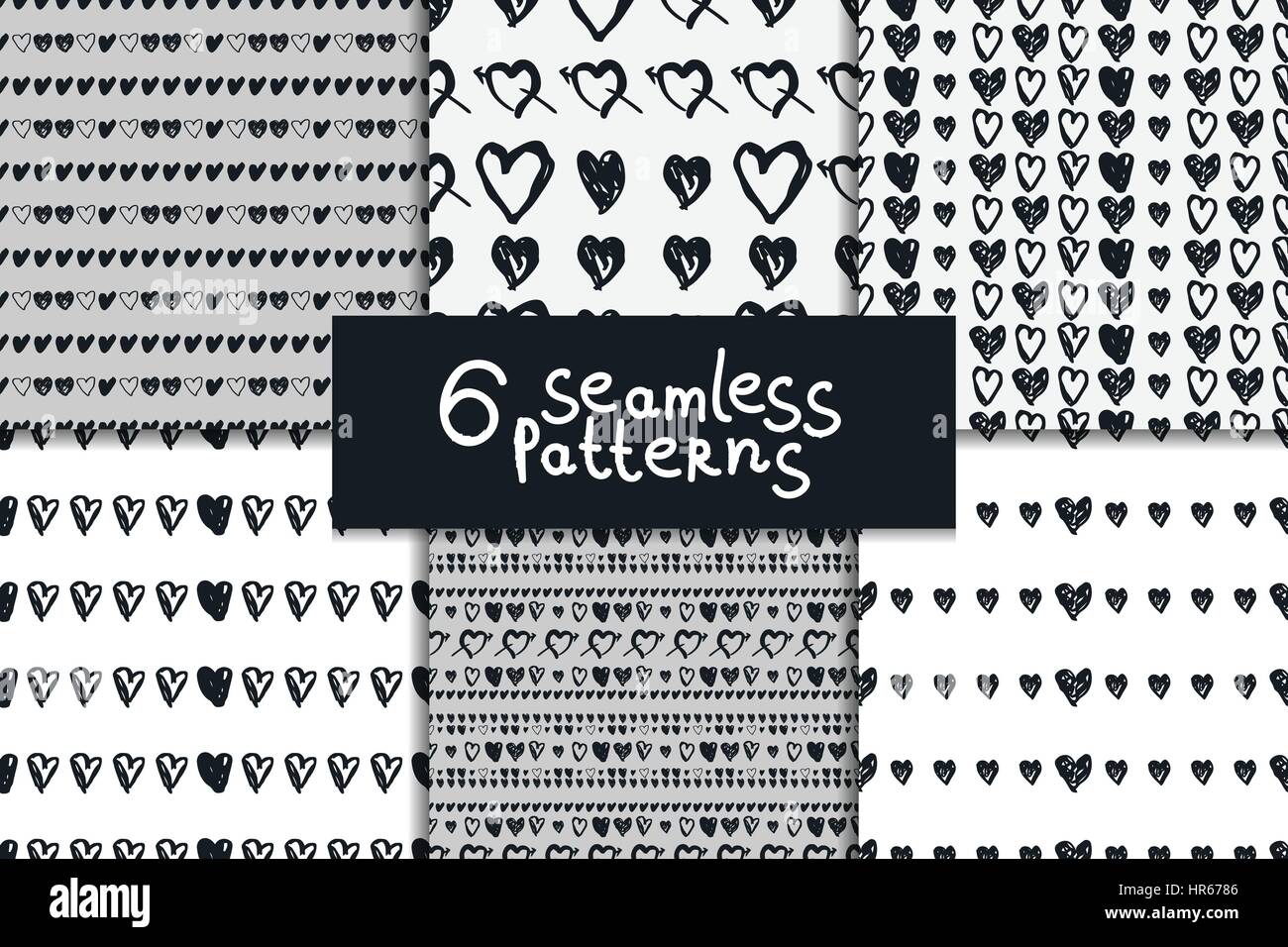Doodle seamless pattern set with hearts Stock Vector Image & Art - Alamy