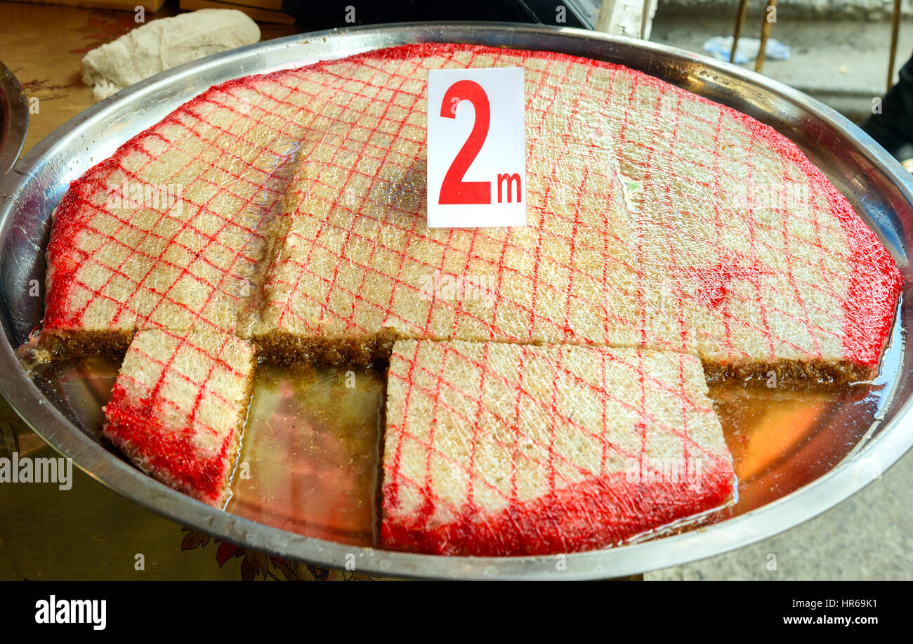 Sheki Halva on the market. Special type of baklava called halva