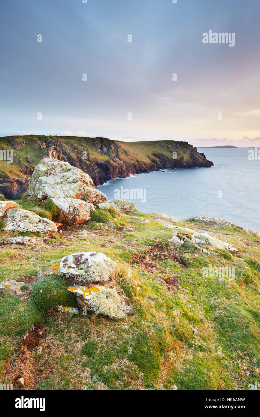 The dramatic cliffs of Pentire Point, viewed from The Rumps on the ...