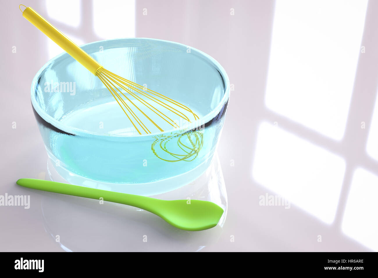 3d rendering wire whisk in a bowl Stock Photo