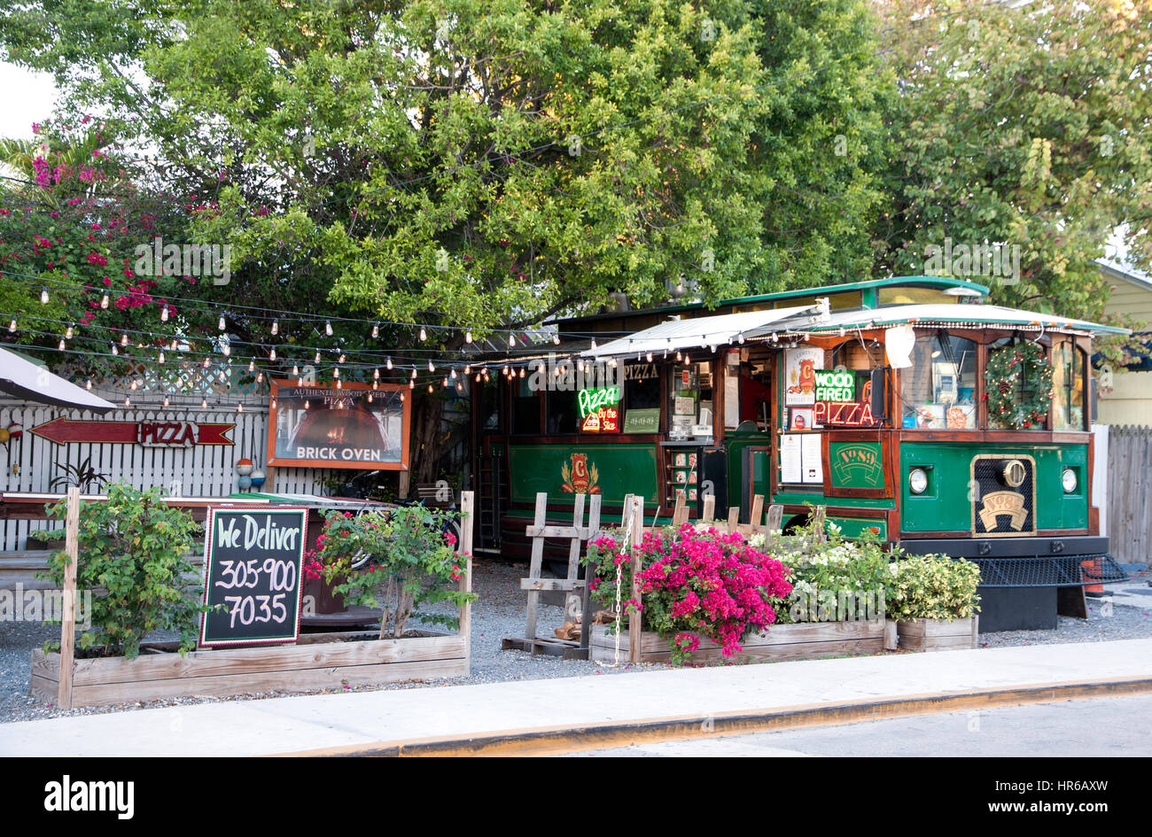 Clemente's Trolley Pizzeria in Key West, Florida. Stock Photo