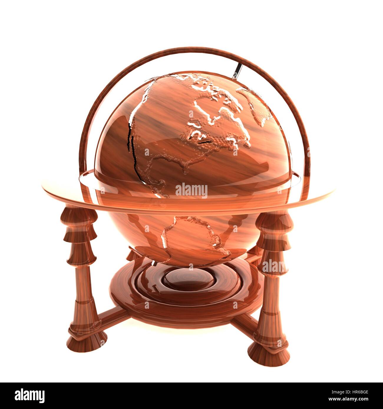 Old style wooden globe, isolated over white, 3d rendering Stock Photo ...