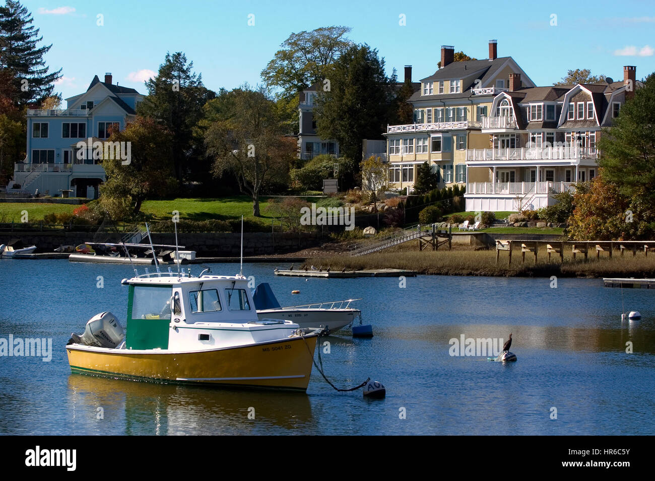 The harbor in the seaside  town of Manchester by the Sea, Massachusetts - Setting for the movie of the same name. Stock Photo