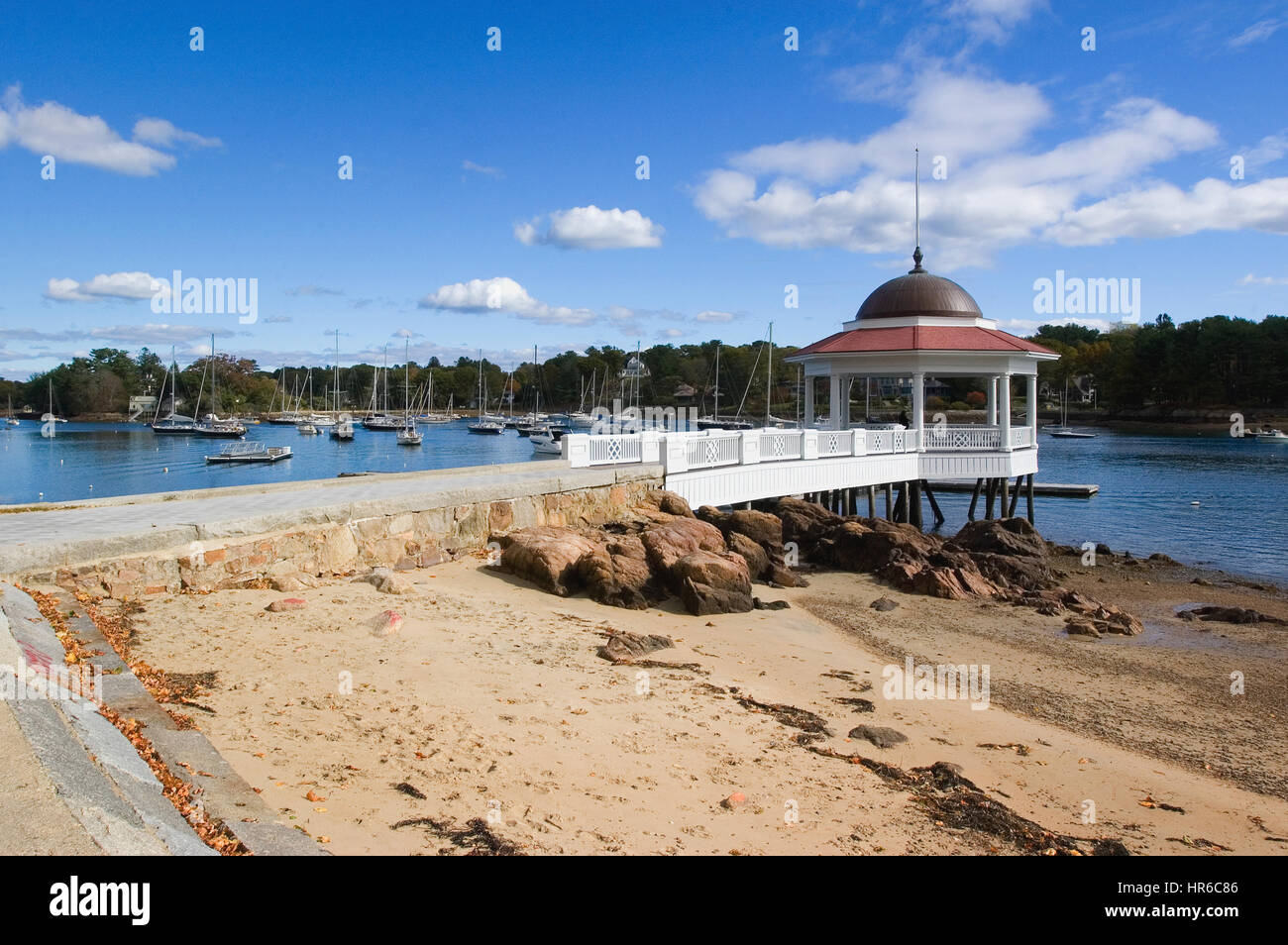 Tuck's Point beach and pavilion in the seaside  town of Manchester by the Sea, Massachusetts - Setting for the movie of the same name. Stock Photo