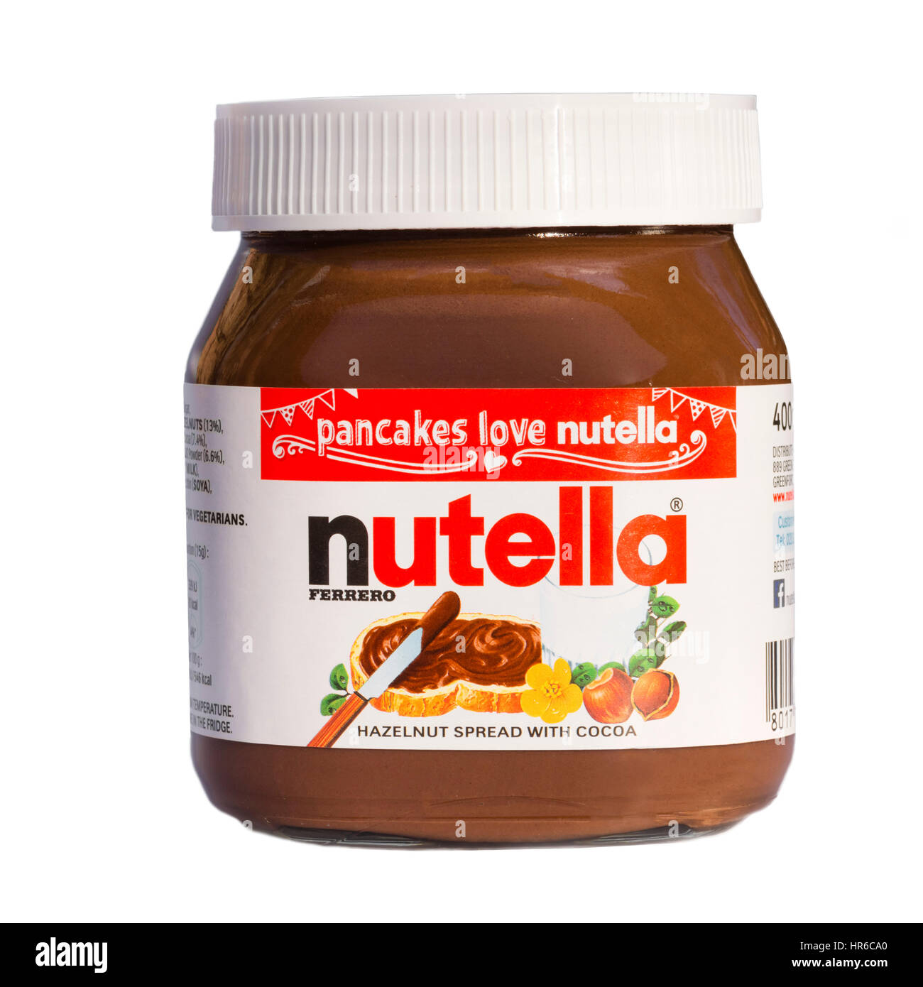 Nutella jar cut out or isolated against a white background. Stock Photo