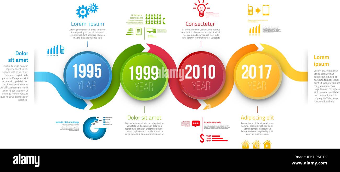 Process charts with steps infographics Stock Vector