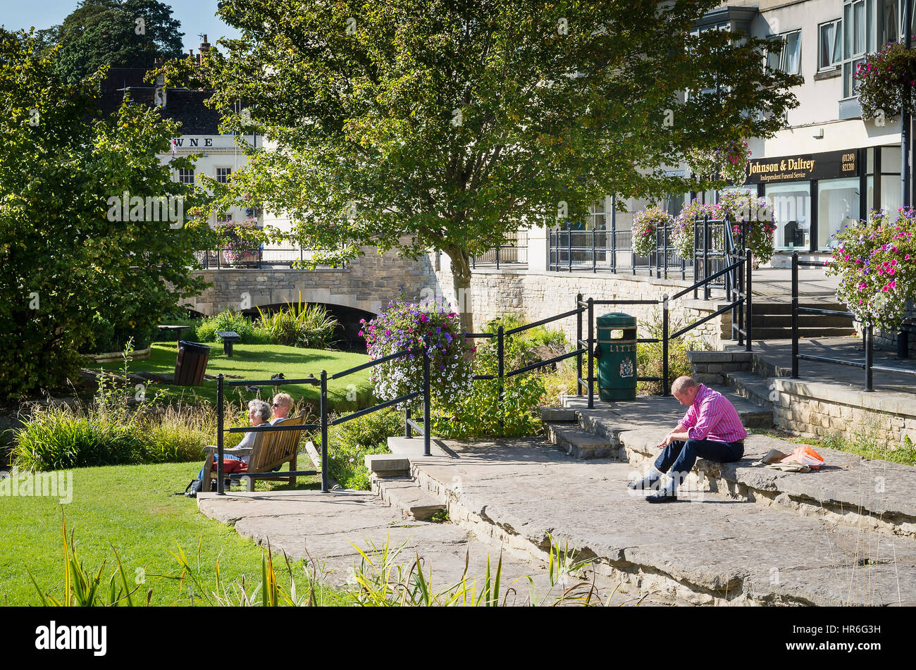 A place  in the sun for relaxing in the centre of Calne Wiltshire England UK Stock Photo