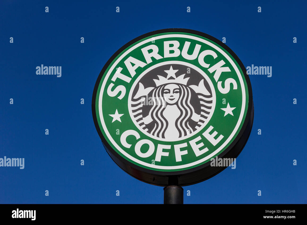 Indianapolis - Circa February 2017: Starbucks Retail Coffee Store. Starbucks is an American Retail Coffee Chain XI Stock Photo