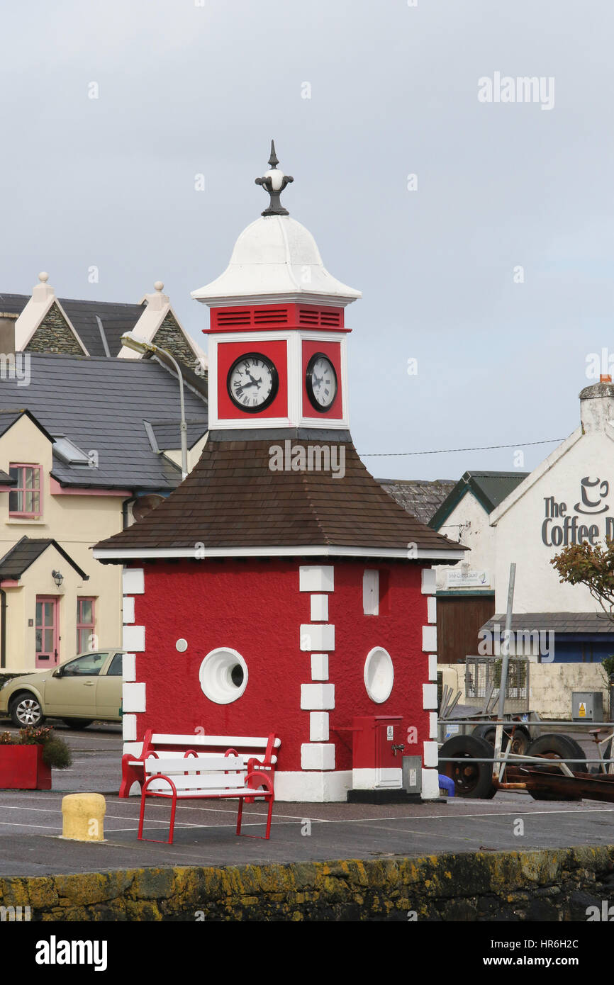 The clock tower at the harbour in Knightstown, Valentia Island, County