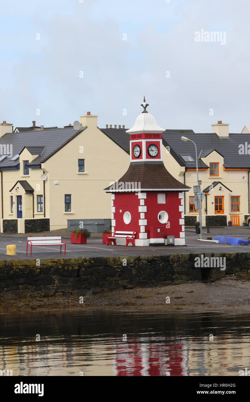 The clock tower at the harbour in Knightstown, Valentia Island, County