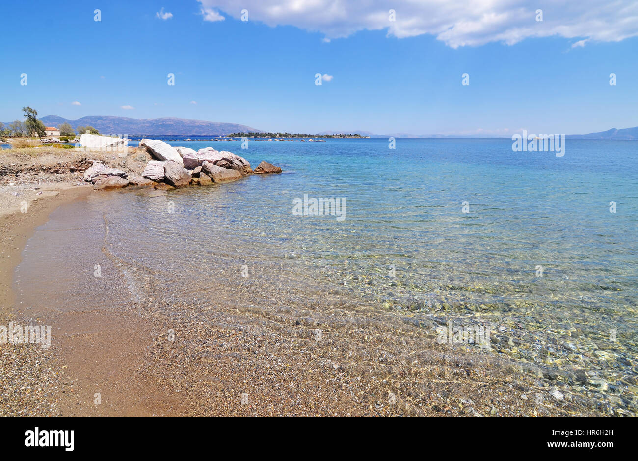 Dreams island beach at Eretria Euboea Greece Stock Photo - Alamy