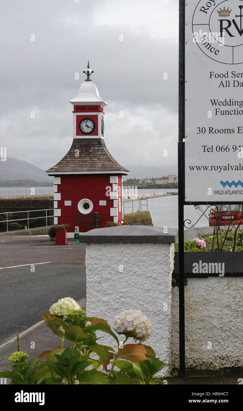The clock tower at the harbour in Knightstown, Valentia Island, County
