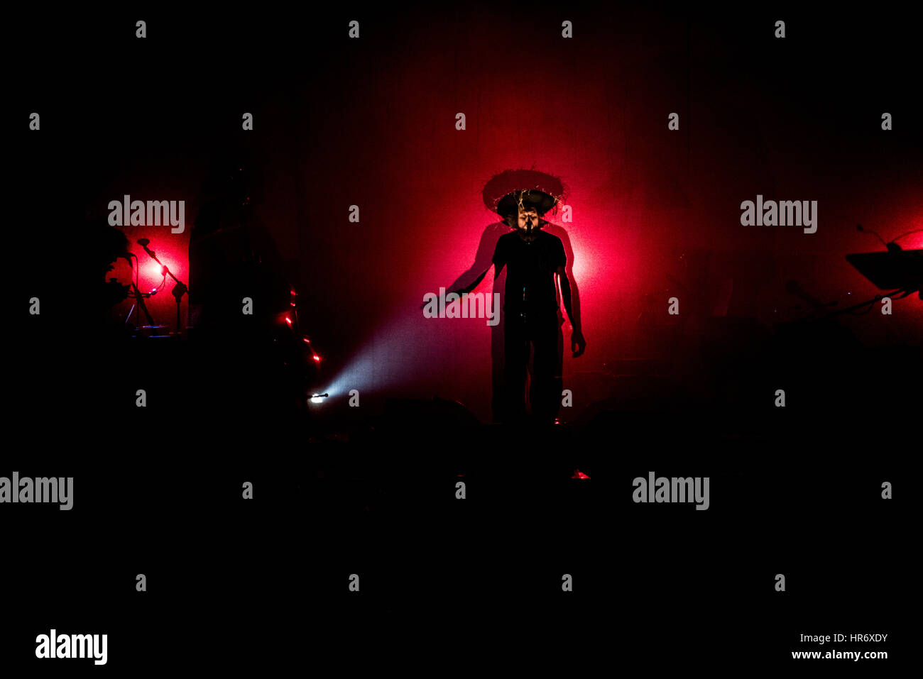 Turin, Italy. 27th February 2017. Italian singer Vinicio Capossela performing in Turin at Colosseo Theater during the 'Shadow tour' on 27th February 2017. 2017 foto by Credit: Alberto Gandolfo/Alamy Live News Stock Photo