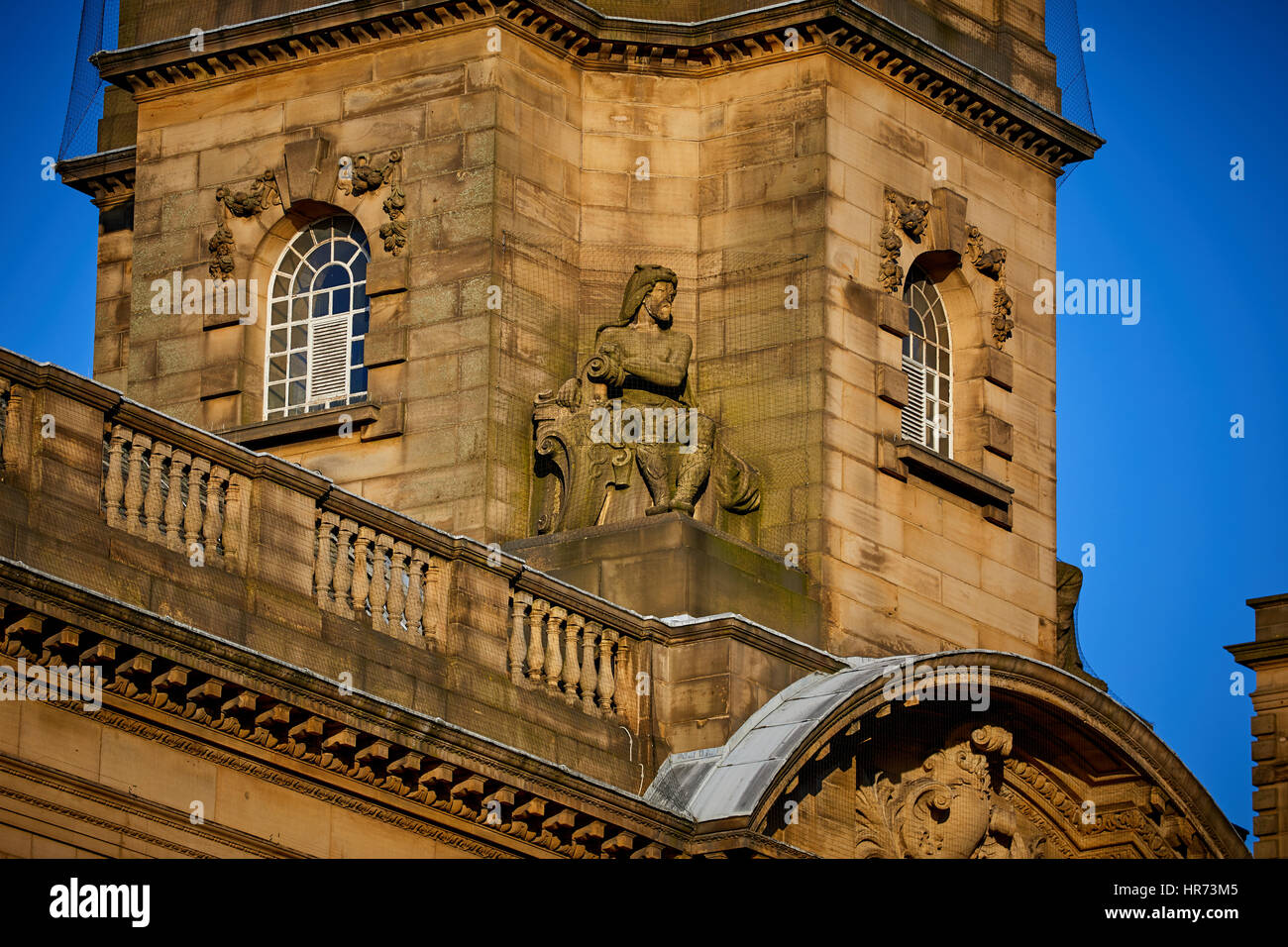 historical building Sessions House courthouse Grade II* listed building by architect, Henry Littler in Edwardian Baroque style in sandstone at  Market Stock Photo