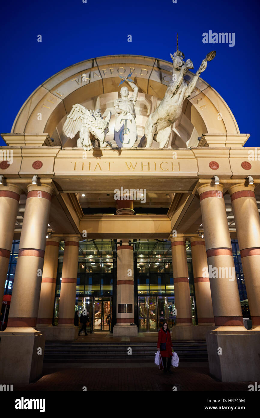 Exterior grand entrance for  Intu Great Hall Orient, Trafford Centre at shopping mall centre complex Dunplington, Manchester, England, UK. Stock Photo