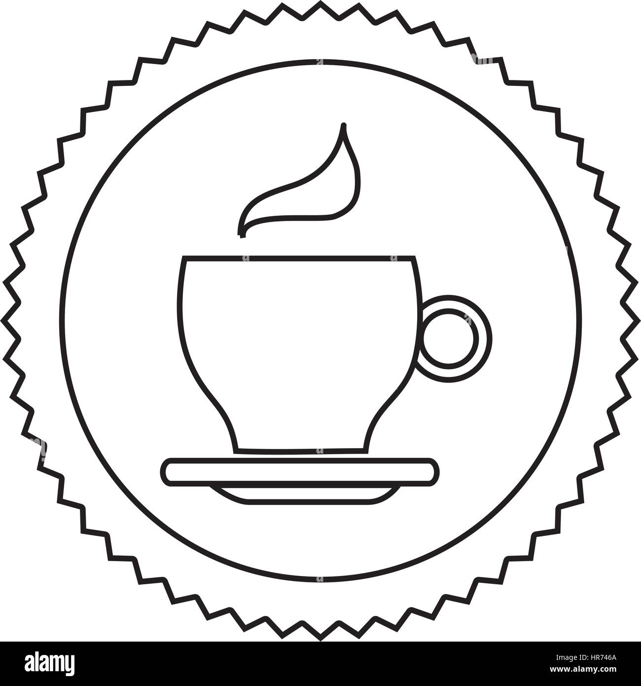 silhouette seal sticker with silhouette coffee cup Stock Vector Image ...