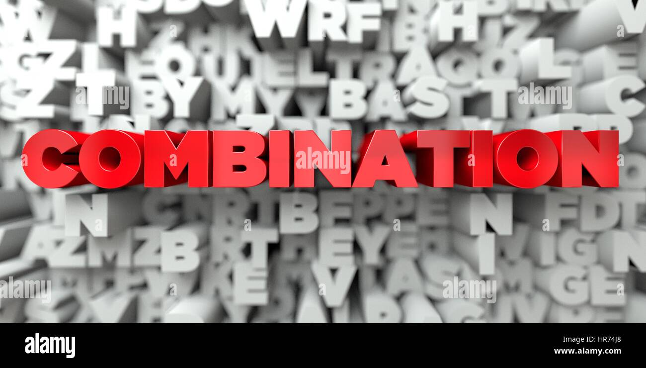 COMBINATION - Red text on typography background - 3D rendered royalty