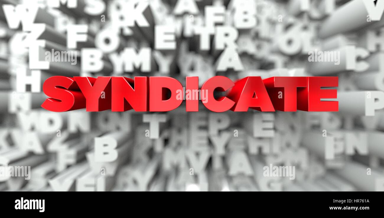 SYNDICATE - Red text on typography background - 3D rendered royalty ...