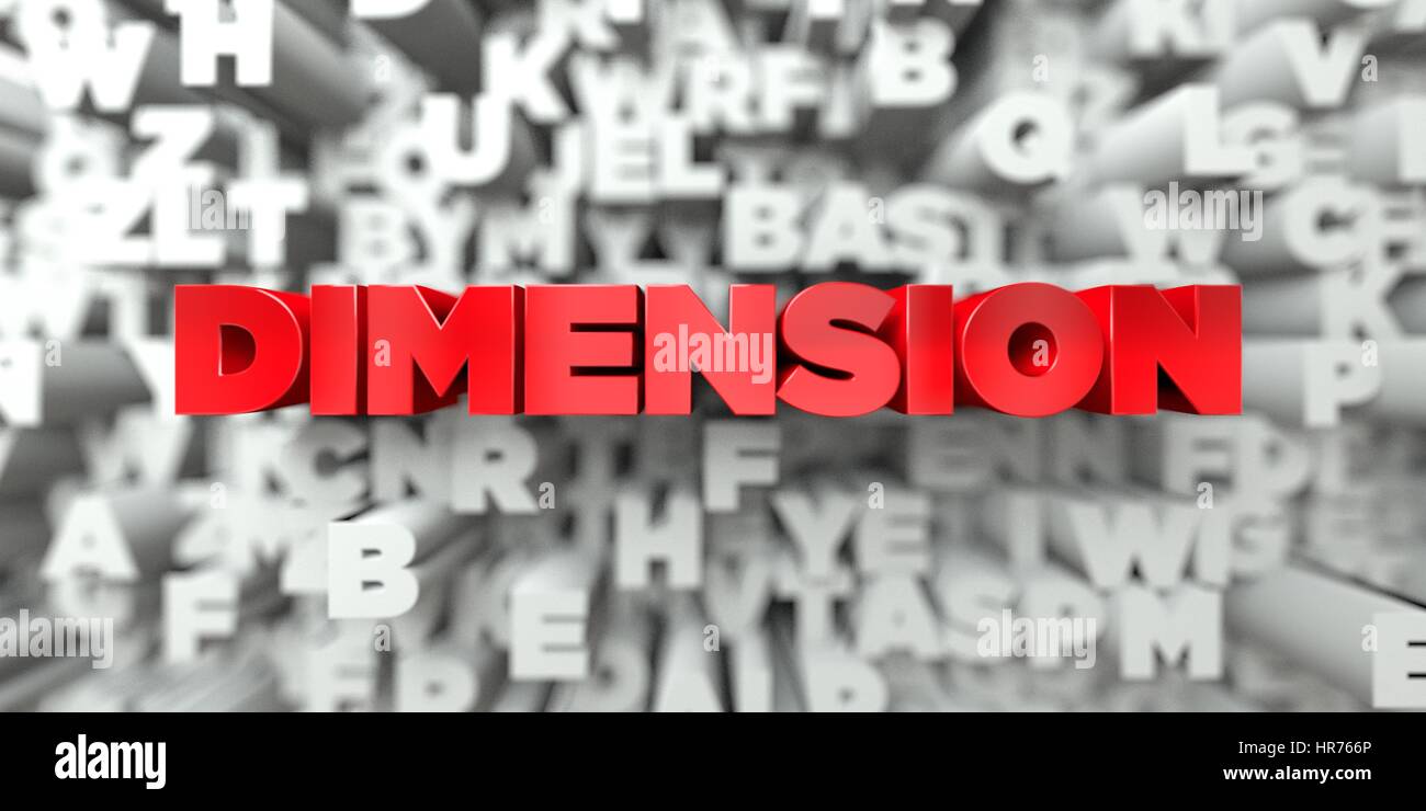 DIMENSION - Red text on typography background - 3D rendered royalty ...