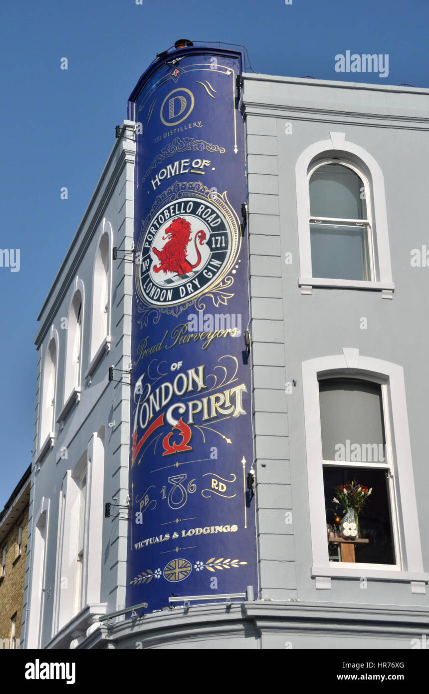 The Distillery gin house pub in Portobello Road, Notting Hill, London