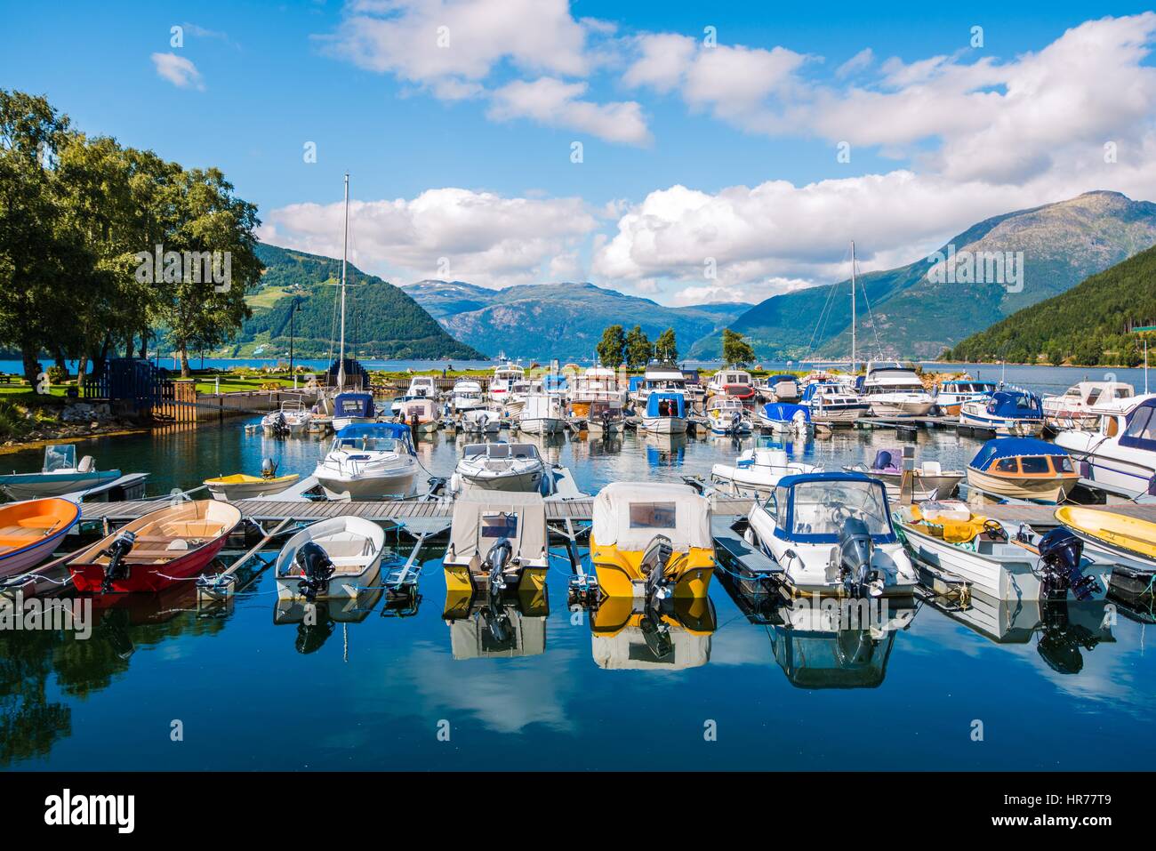 Fjord Marina In Norway Small Village Marina With Motorboats And 