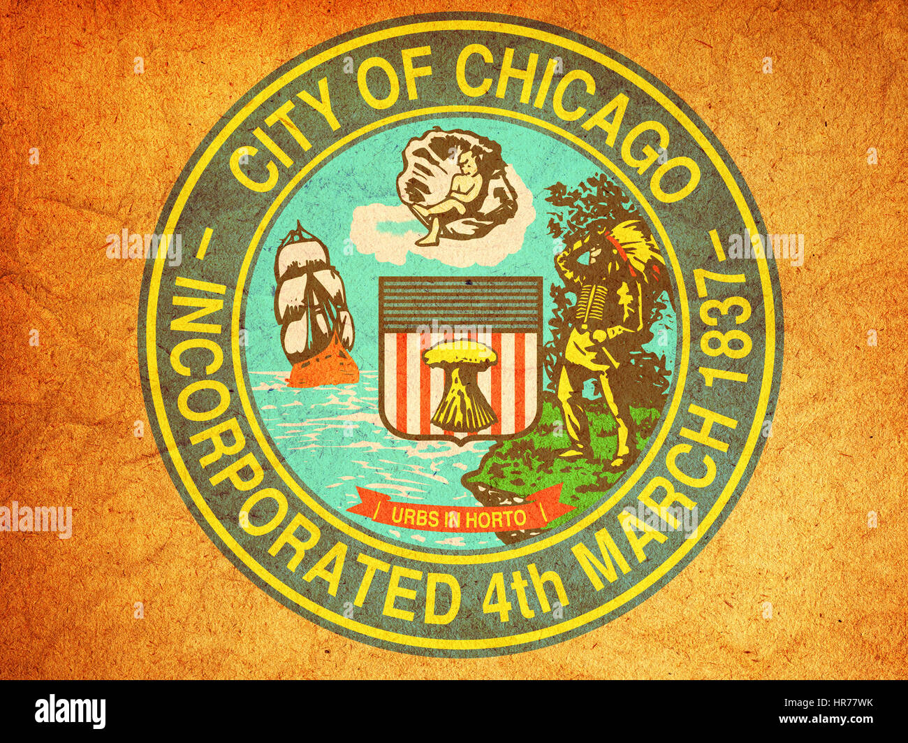 old vintage symbol of city of chicago Stock Photo Alamy