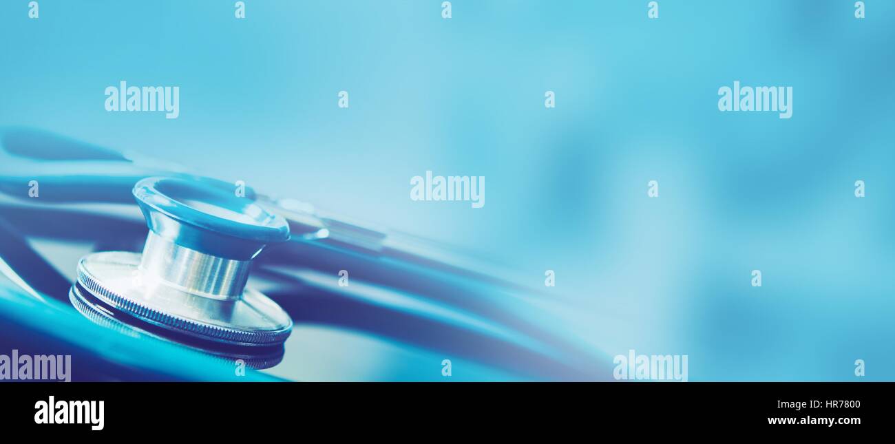 Medical Stethoscope Blue Banner with Copy Space Stock Photo Alamy