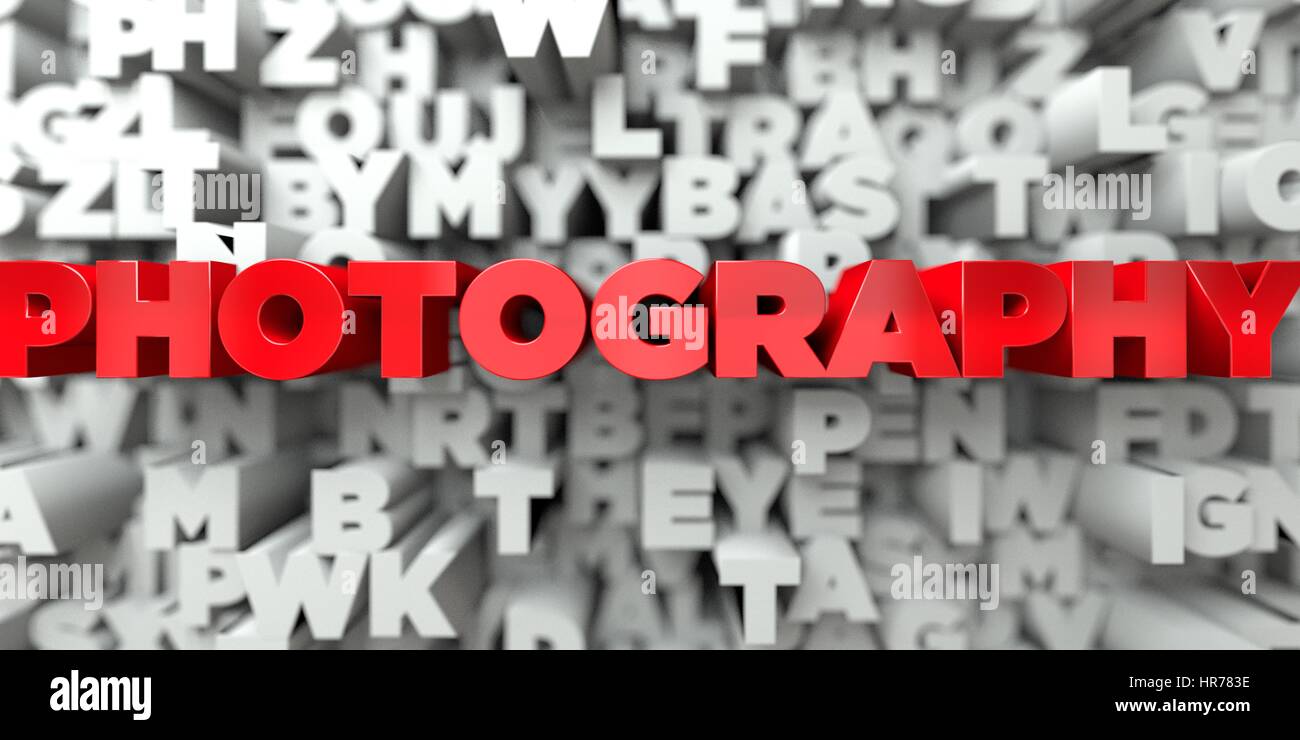 PHOTOGRAPHY - Red text on typography background - 3D rendered royalty ...