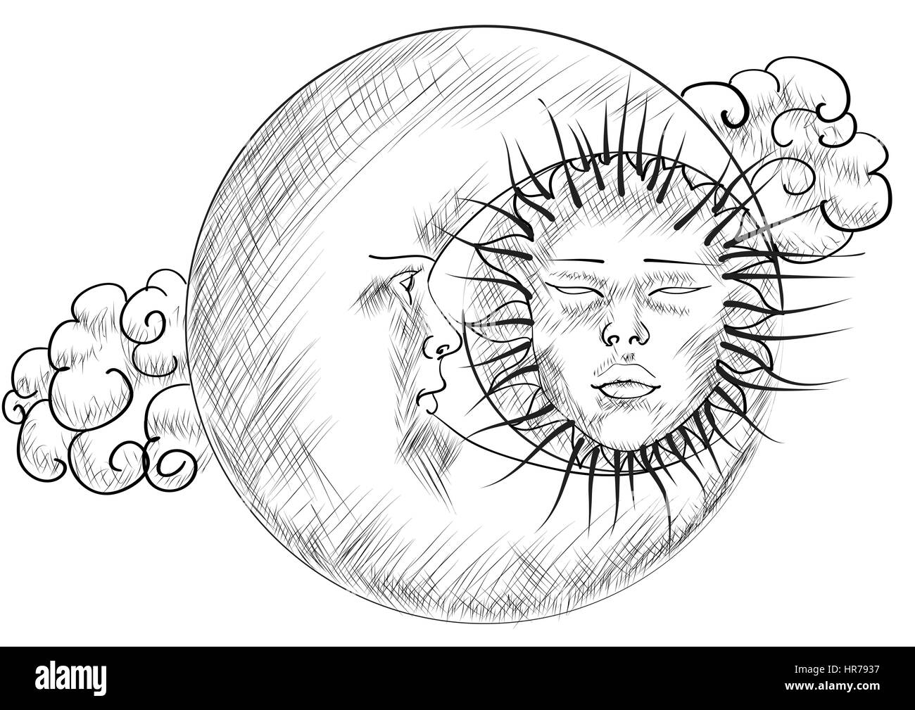 sky with moon, isolated on white background Stock Vector Image & Art ...