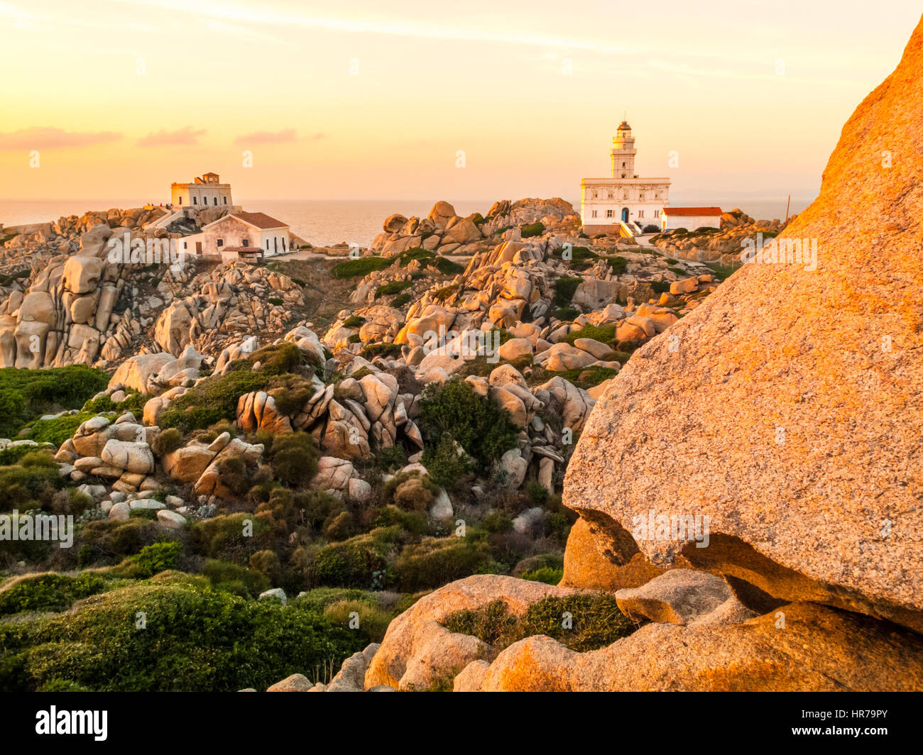 Lighthouse at Capo Testa at the sunset, Santa Teresa di Gallura, Sassari, Sardinia, Italy Stock Photo - Alamy