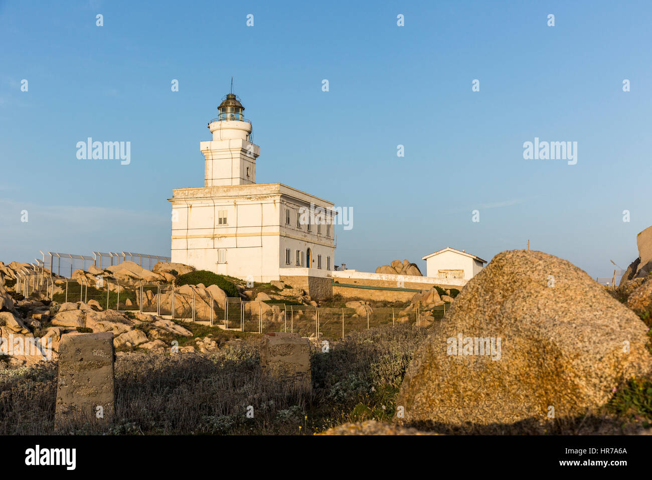 lighthouse at Capo Testa, Santa Teresa di Gallura, Sassari,Sardinia, Italy Stock Photo