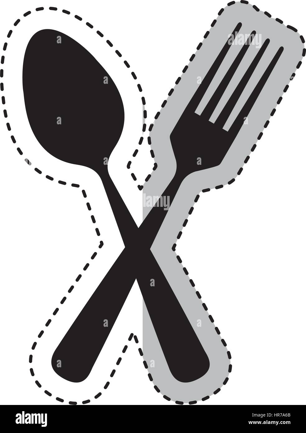 spoon and fork kitchen cutlery isolated icon Stock Vector Image & Art ...