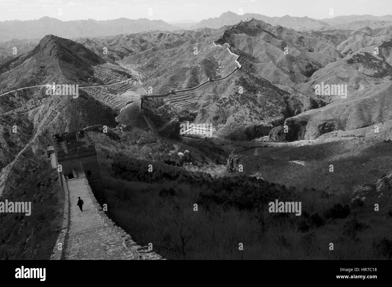 The great wall china sunrise Black and White Stock Photos & Images - Alamy