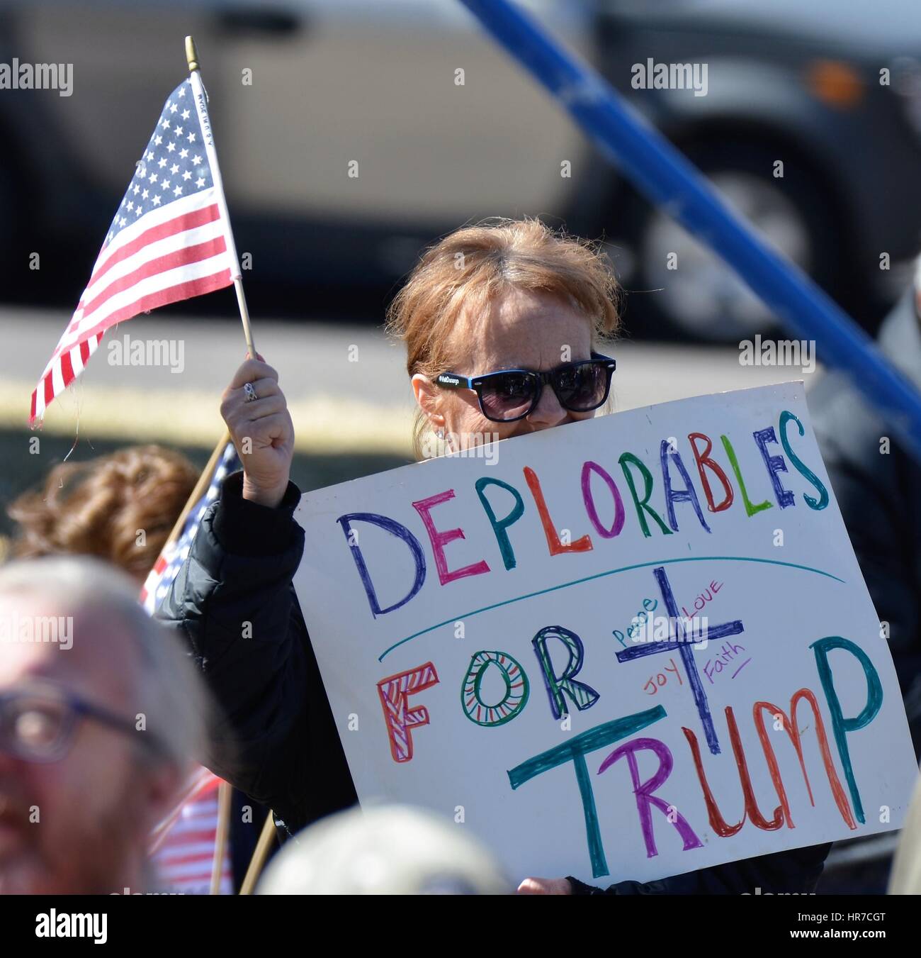 Supporters at the 'Spirit of America' rally for President Trump in Denver Stock Photo