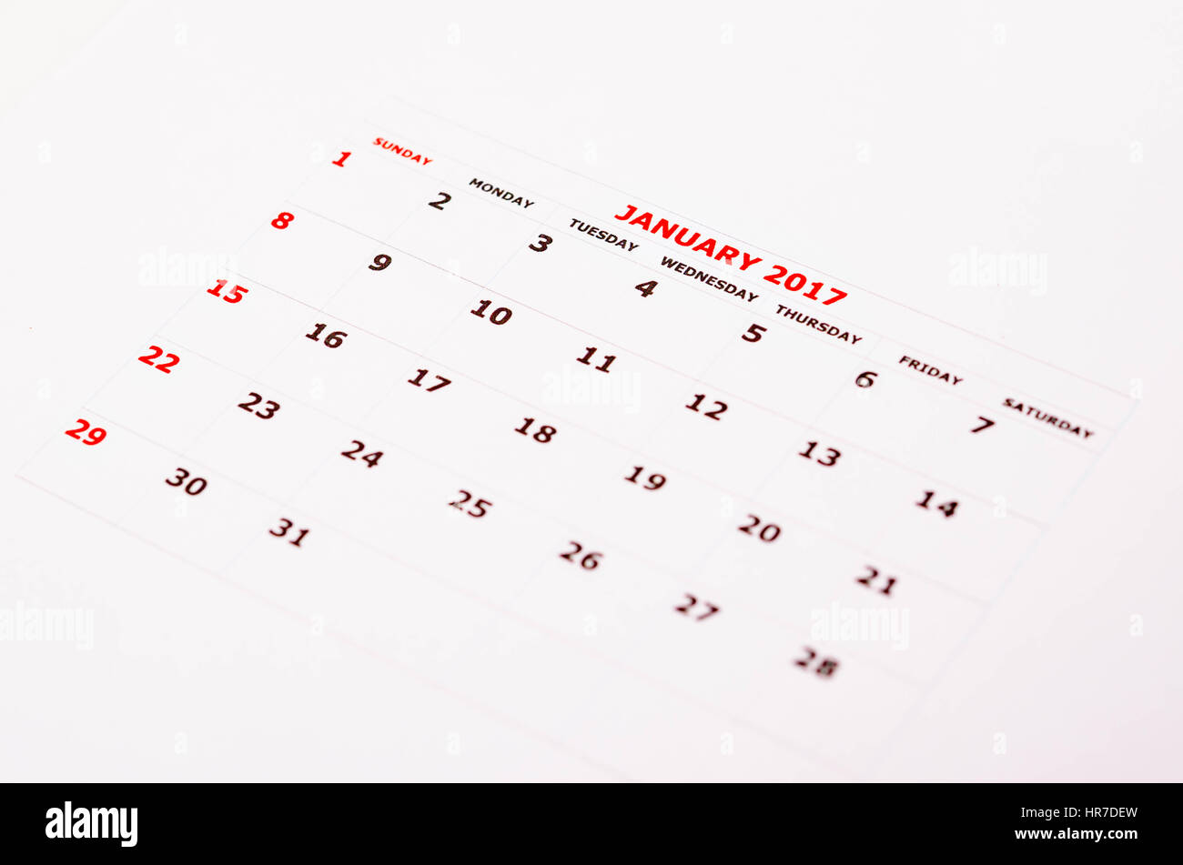 close up calendar for January 2017 Stock Photo Alamy