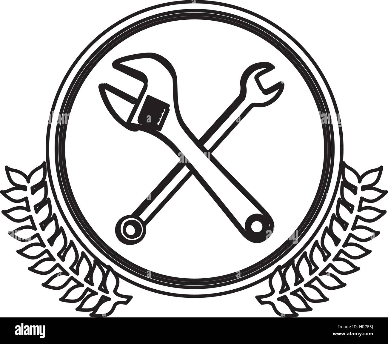 figure symbol wrench and monkey wrench icon Stock Vector Image & Art