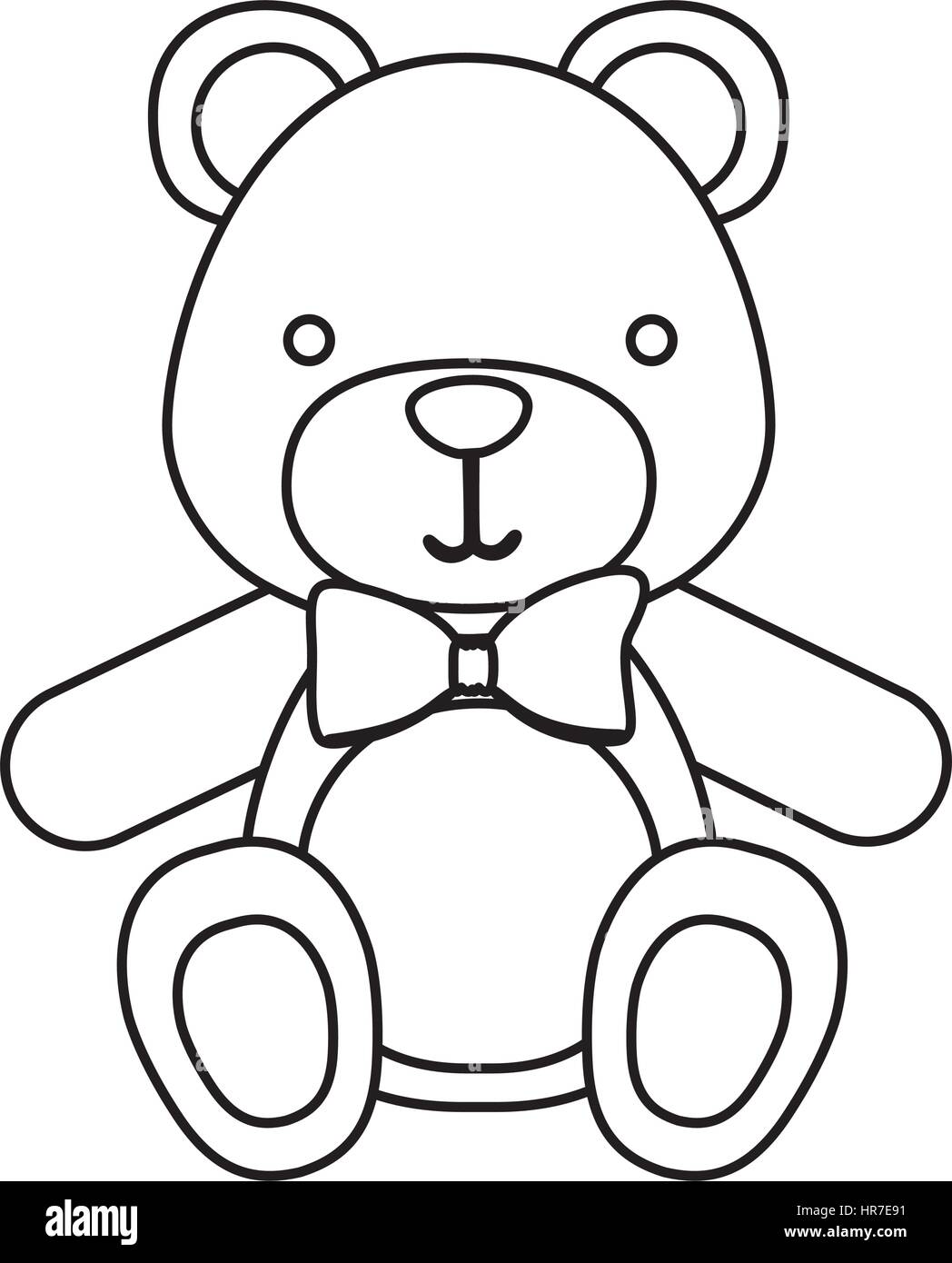 figure teddy bear with tie icon Stock Vector