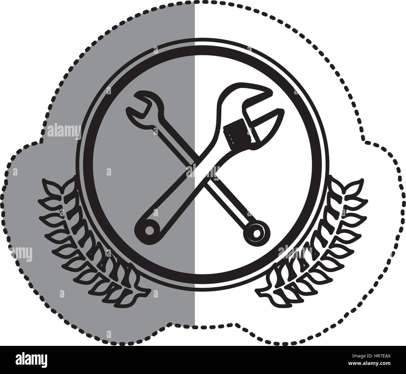 contour symbol wrench and monkey wrench icon Stock Vector Image & Art