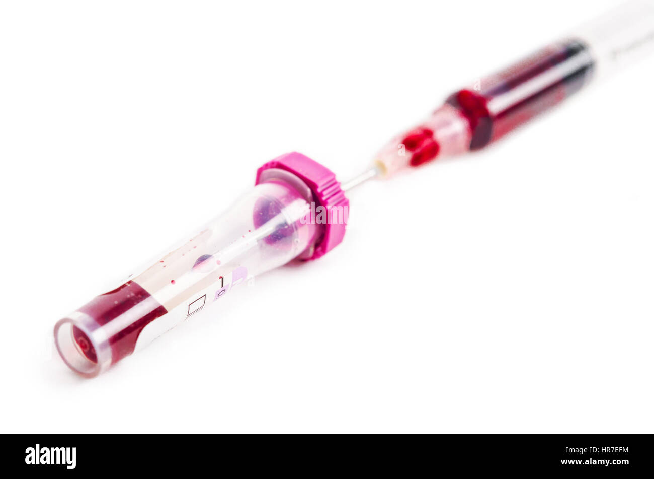 Blood Sample for test in small tube for child patient on white